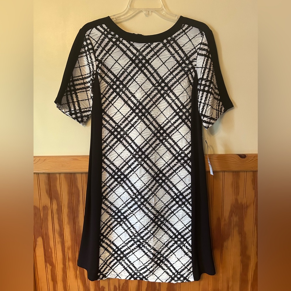 NWT Madison Leigh Plaid Black and White Mini Dress